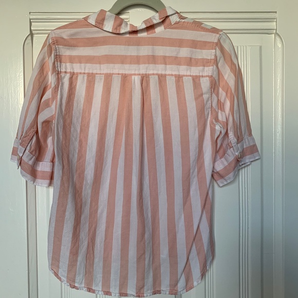 J Crew Short Sleeved Button Down Wide Stripe - Picture 2 of 3